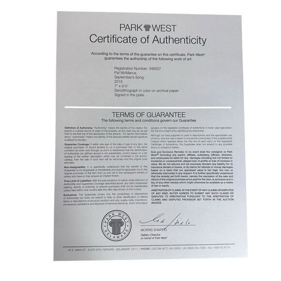 Pat McManus September's Song 2015 Seriolithograph Art COA Park West - Picture 6 of 7